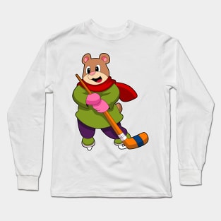 Bear at Ice hockey with Ice hockey stick Long Sleeve T-Shirt